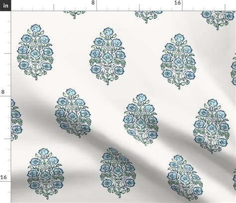 Mughal Flower Indian Block Print Fabric Fabric | Spoonflower