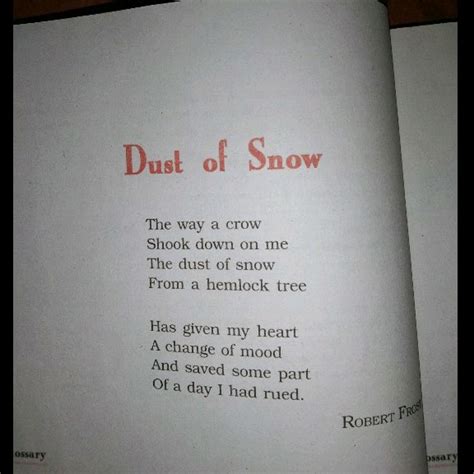 Dust of snow poem summary - English - Dust of Snow (Poem) - 14997269 | Meritnation.com