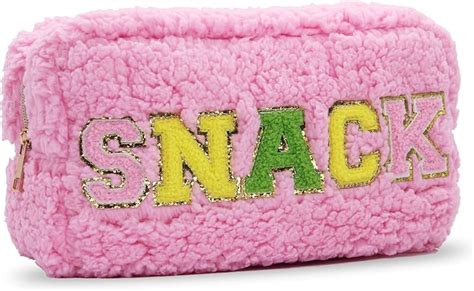 Amazon.com: Preppy Makeup Bag Plush Chenille Letter Pouch Zipper Makeup Bag Preppy Large ...