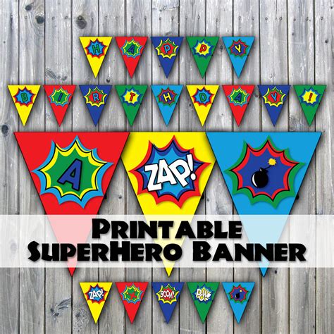 SuperHero Birthday Banner Printable Banner Super Hero | Etsy