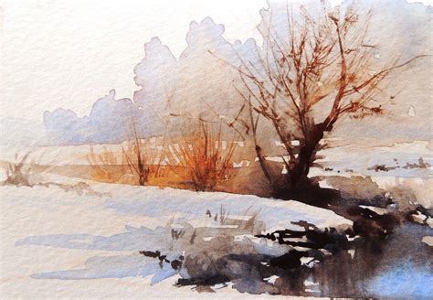 Watercolour Painting Ideas Winter Trees