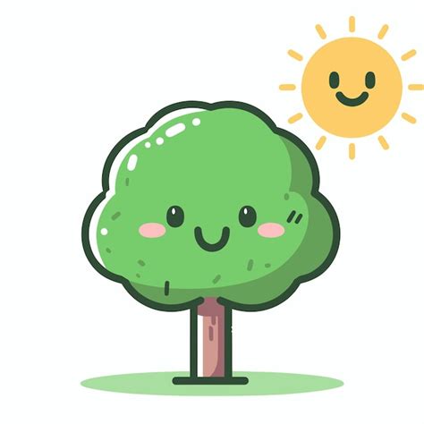 Premium Vector | A Smiling Tree and Sun Clip Art