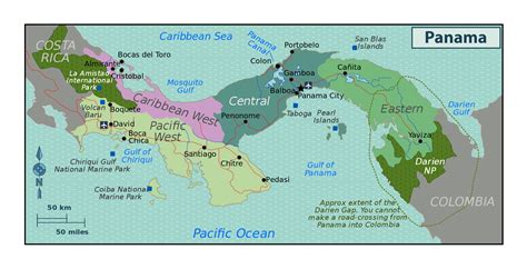 Large regions map of Panama | Panama | North America | Mapsland | Maps of the World