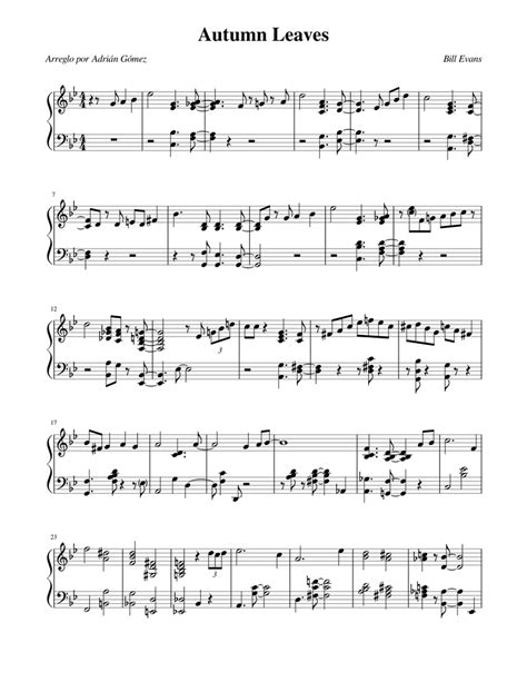 Autumn Leaves Sheet music for Piano | Download free in PDF or MIDI | Musescore.com