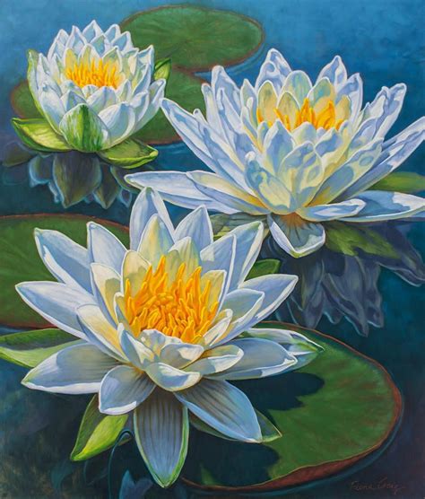 Water Lilies 12 - Fire and Ice by Fiona Craig | Water lilies painting ...