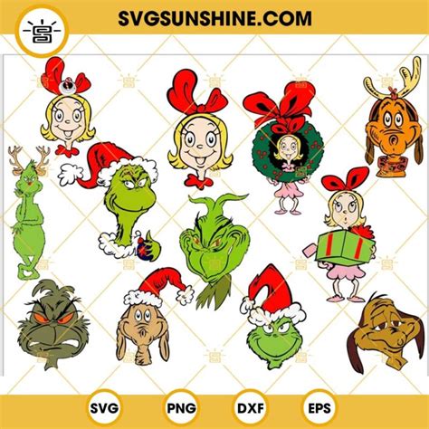 Christmas Grinch SVG Bundle, Grinch Santa Hat SVG, Cindy Lou Who SVG, Max Dog SVG, Grinch Vector ...