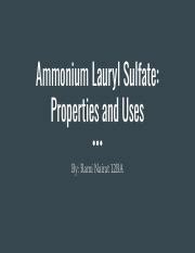 Ammonium Lauryl Sulfate: Properties, Uses, and Advantages for | Course Hero