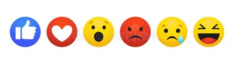 Emoji Set in Modern Flat Design. Like, Dislike and Basic Emotions, Round Yellow Emoticons, Anger ...