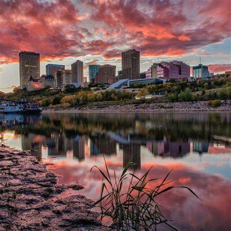 Edmonton skyline at sunset.