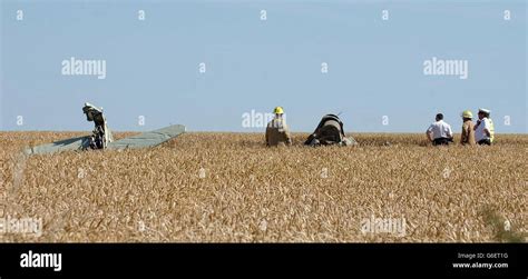 Emergency services at the scene of the Fairey Firefly plane crash, in a ...