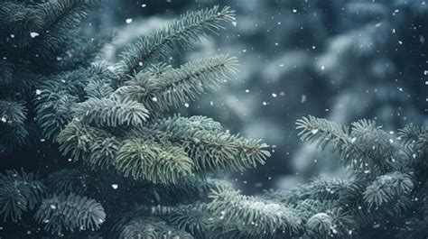 Premium AI Image | Background of evergreen trees in the forest in winter