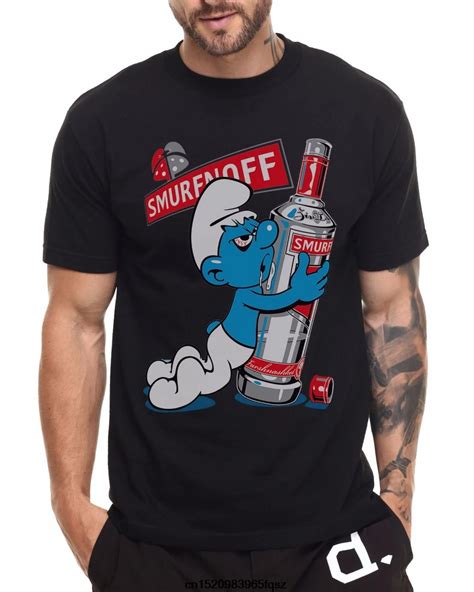 Gildan FUNNY VODKA T SHIRT SMURFNOFF HANGOVER 2018 New Short Sleeve Casual T Shirt Tee Funny T ...