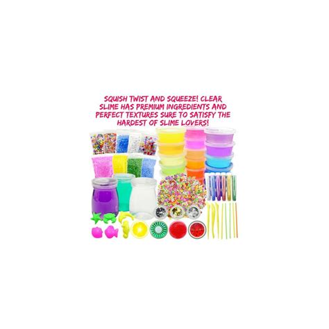 Clear Slime 58pc Kit For Diy Crystal Slime 25 Colors Slime 6 Pack Foam ...