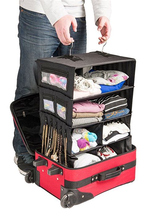 Luggage Organizer Travel Suitcase Packing Shelves | Collapsible Closet for Clothing, Jewelry ...