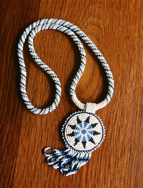 Vintage Native American Handmade Beaded Necklace With a Pendant FREE Shipping - Etsy