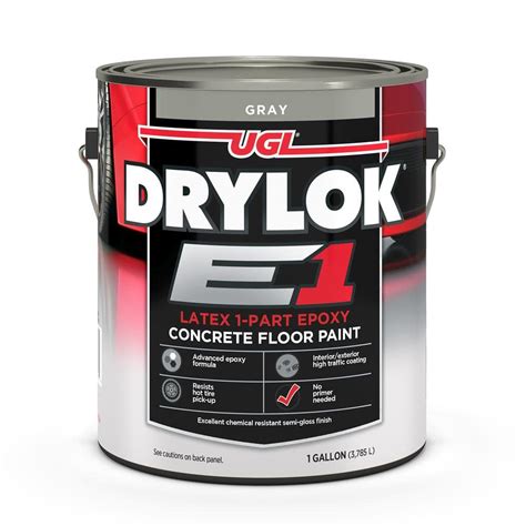 DRYLOK E1 1 gal. Gray Semi-Gloss 1-Part Epoxy Concrete Floor Paint ...