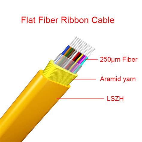 Indoor Fiber cables Flat Ribbon type LSZH 2.5*5.0mm Aramid Yarn Single mode cable fibra óptica ...