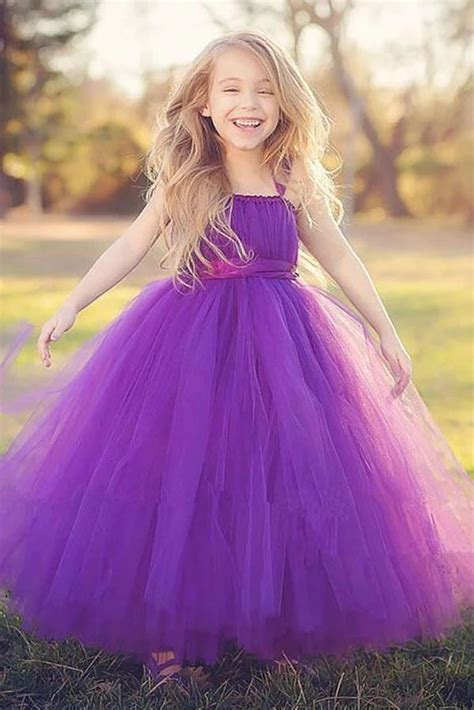 Princess Purple Ball Gown Square Neck Layers Tulle Flower Girl Dresses ...