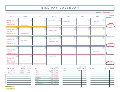 Excel budget calendar template - ploratee