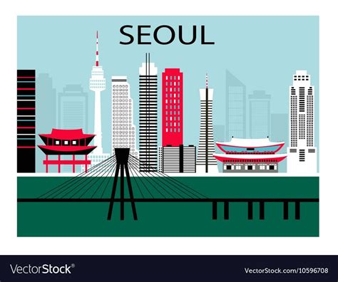 Seoul city.Korea. Vector. Download a Free Preview or High Quality Adobe Illustrator Ai, EPS, PDF ...