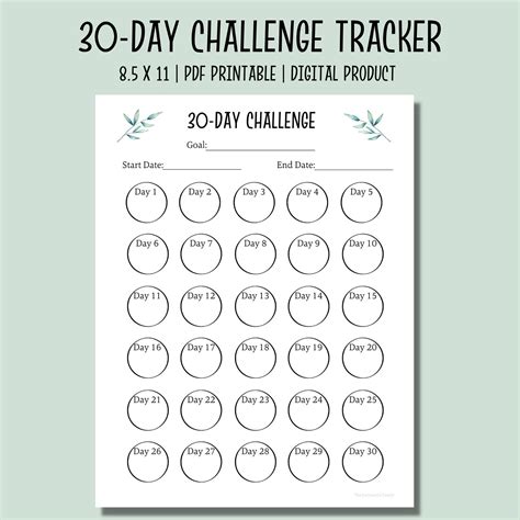 30 Day Challenge Tracker Printable Printable Habit Tracker PDF ...