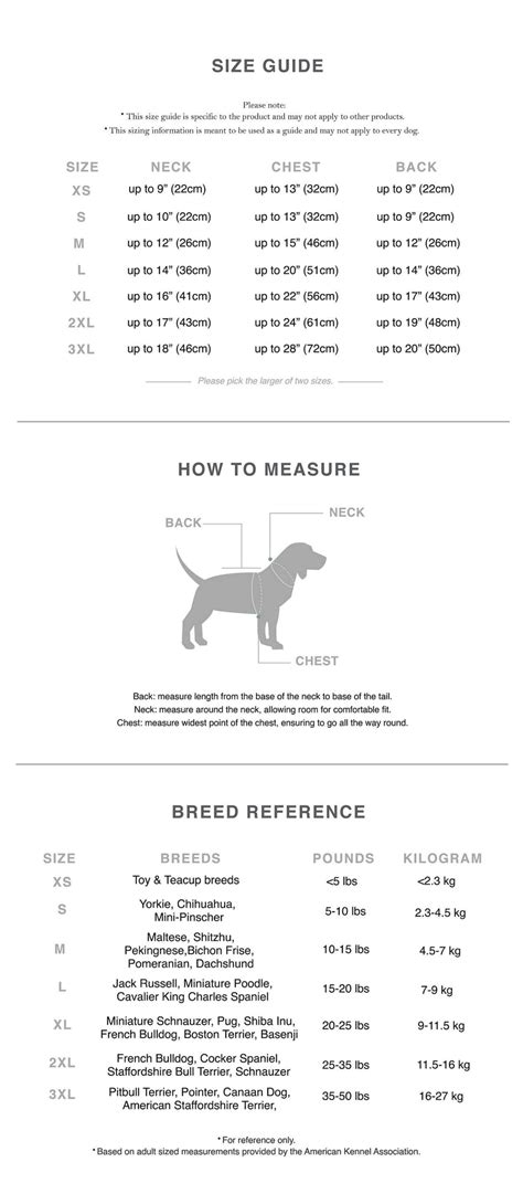 Size Charts – SPARK PAWS