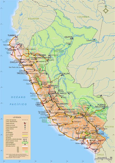 Large detailed road and physical map of Peru with cities. Peru detailed road and physical map ...