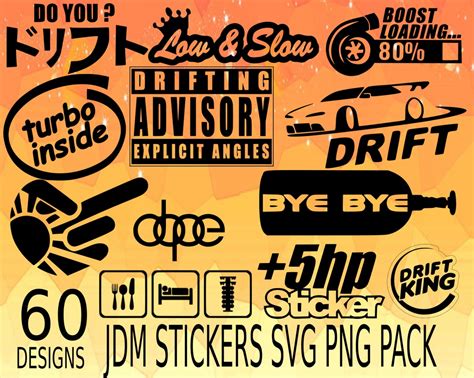 JDM Car Stickers Vector Pack SVG, PNG Vector Pack Vehicle Low Rider ...