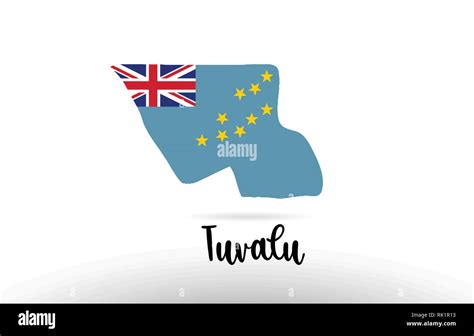 Tuvalu country flag inside country border map design suitable for a ...