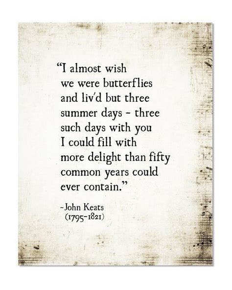 John Keats Poetry Art Print Wish We Were Butterflies John - Etsy UK ...