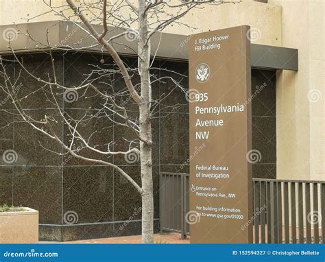 Side on View of a Sign in Front of the Fbi Building in Washington Editorial Photography - Image ...