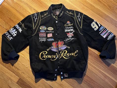 Vintage Nascar Racing Jacket Crown Royal Alcohol JH D… - Gem