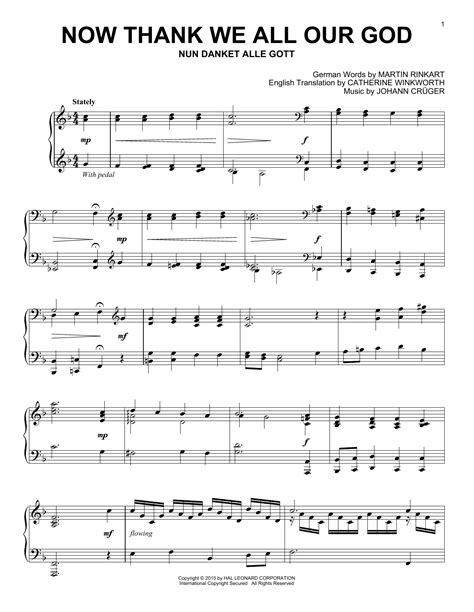 Now Thank We All Our God sheet music by Johann Crüger (Piano – 159433)