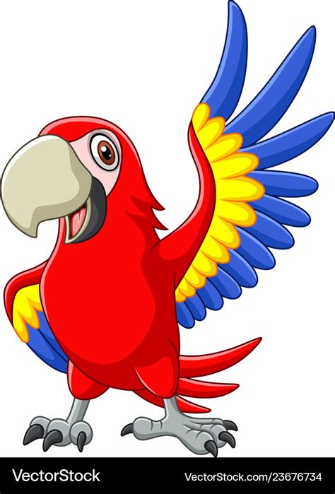 Cartoon macaw waving Royalty Free Vector Image