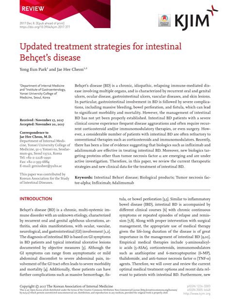 (PDF) Updated treatment strategies for intestinal Behçet's disease