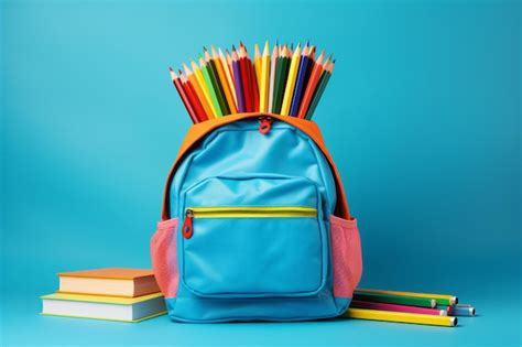 Premium AI Image | A Close Up Of A Backpack With A Bunch Of Colored Pencils