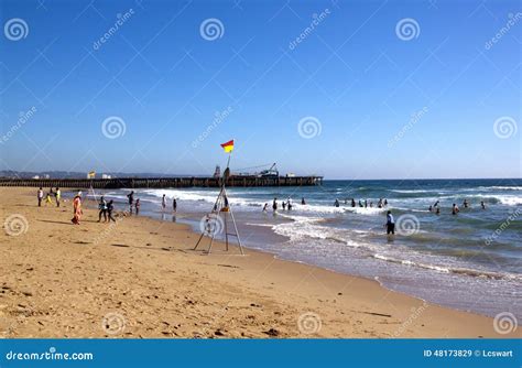 Many Holiday Makers on North Beach in Durban Editorial Stock Image ...