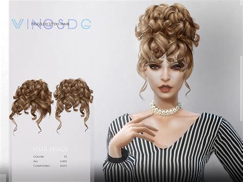 The Sims Resource - WINGS-ER0620-Frizzled Updo hair