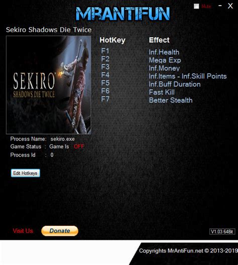 Sekiro: Shadows Die Twice Trainer +8 v1.00 MrAntiFun GAME TRAINER download pc cheat codes