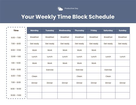 Time Block Schedule Template - Venngage