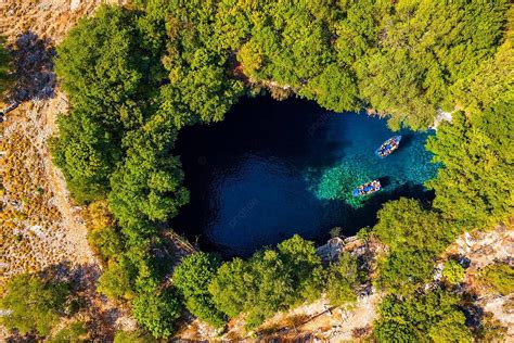 Melissani Cave Kefalonia Island A Boat Tour Melissani Lake Kefalonia Melissani Island Photo ...