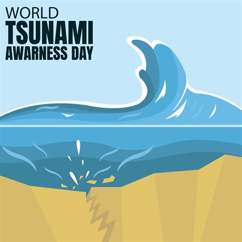 illustration vector graphic of underwater earthquake cracks cause tsunami waves, perfect for ...