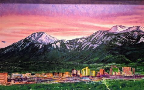 Mural: Reno Sunset Cityscape - Lake Tahoe & Truckee Fine Art - Sara L Smith