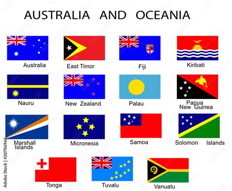 List of all flags of Australia and Oceania countries Stock Vector | Adobe Stock