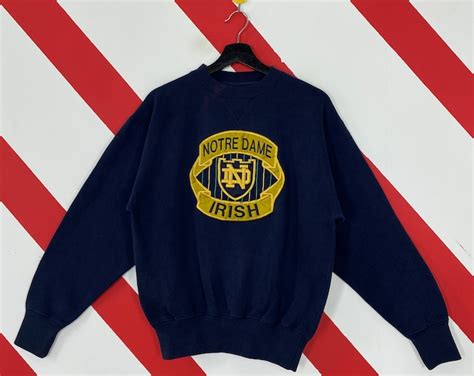 Vintage 90s Notre Dame Sweatshirt Notre Dame Crewneck Notre Dame Fighting Irish Sweater ...