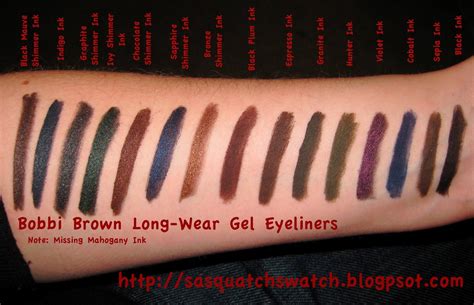 Sasquatch Swatch: Bobbi Brown Long-Wear Gel Eyeliners | Brown gel eyeliner, Brown eyeliner, Gel ...