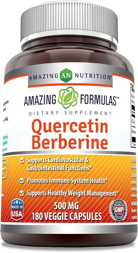 Amazon.com: Amazing Formulas Quercetin Berberine - 250 mg of Berberine and 250 mg Quercetin in ...