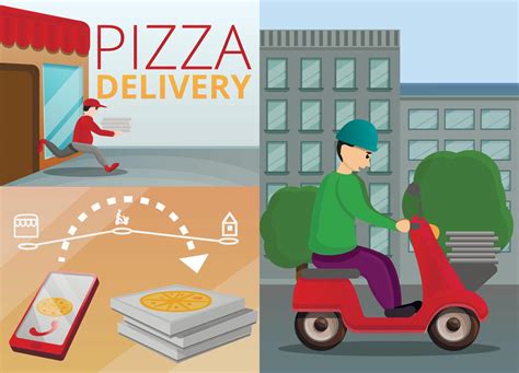 Pizza delivery banner set, cartoon style 8859791 Vector Art at Vecteezy