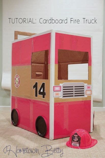 TUTORIAL: DIY Cardboard Fire Truck Engine | Diy cardboard, Fire trucks, Cardboard box crafts