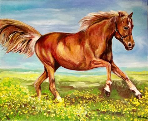 Horse on a field Painting by Olga Koval - Pixels